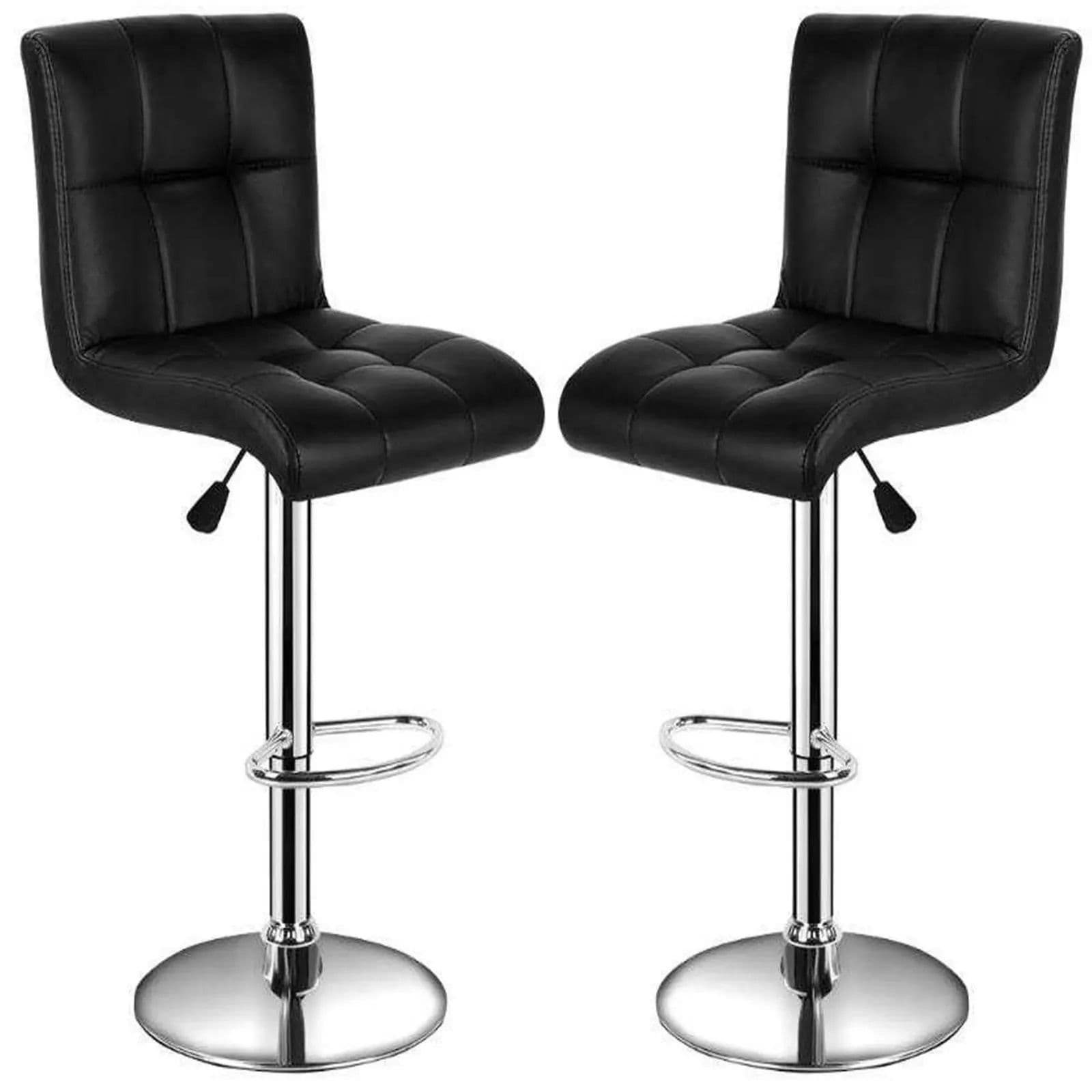 Pair 2 Faux Leather Swivel Breakfast Bar Stool Chairs Chrome Gas Lift