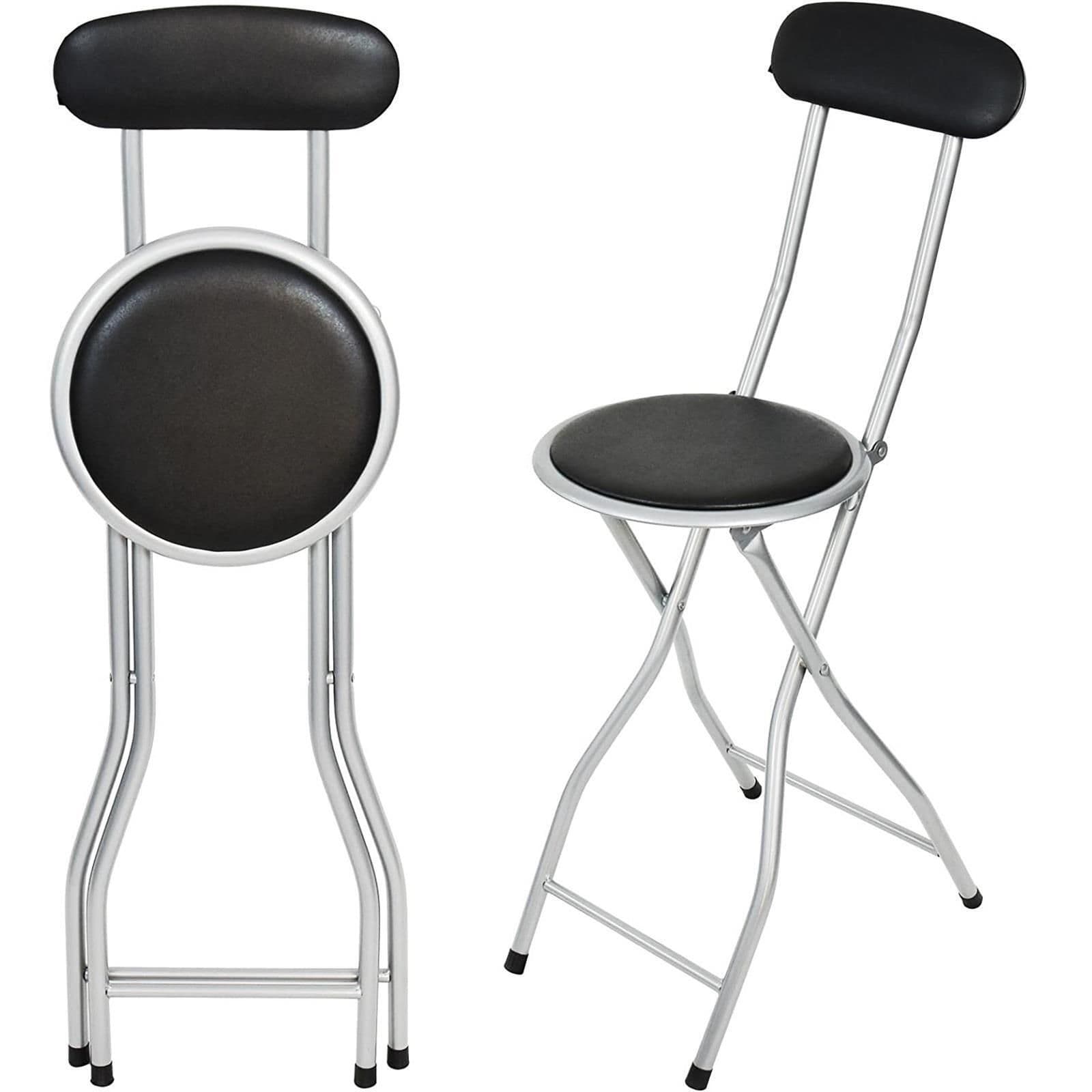 Folding Bar Stool Kitchen Breakfast Padded High Back Chair