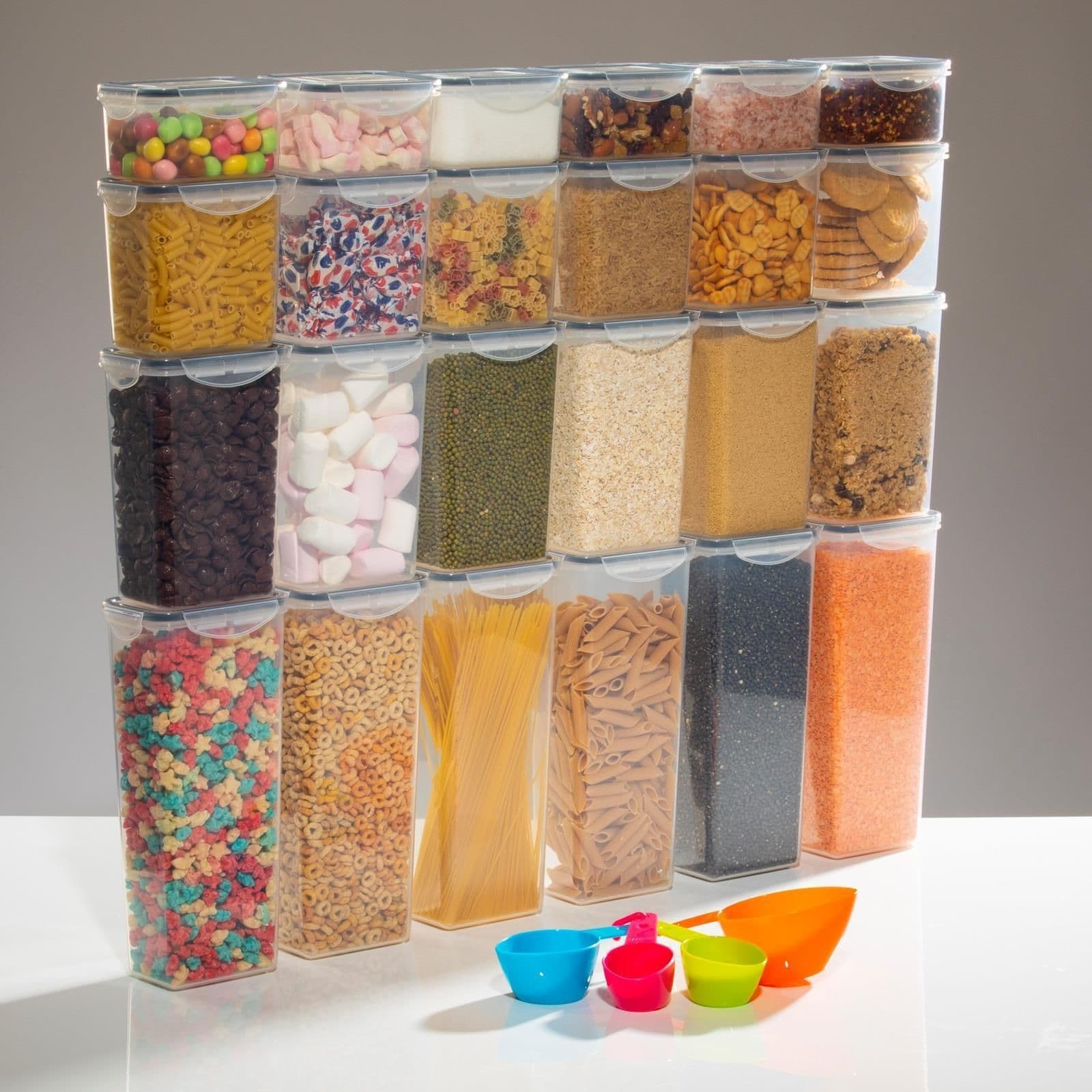 24 Pcs Plastic Food Storage Containers Set Clip Seal Lock Boxes Lids