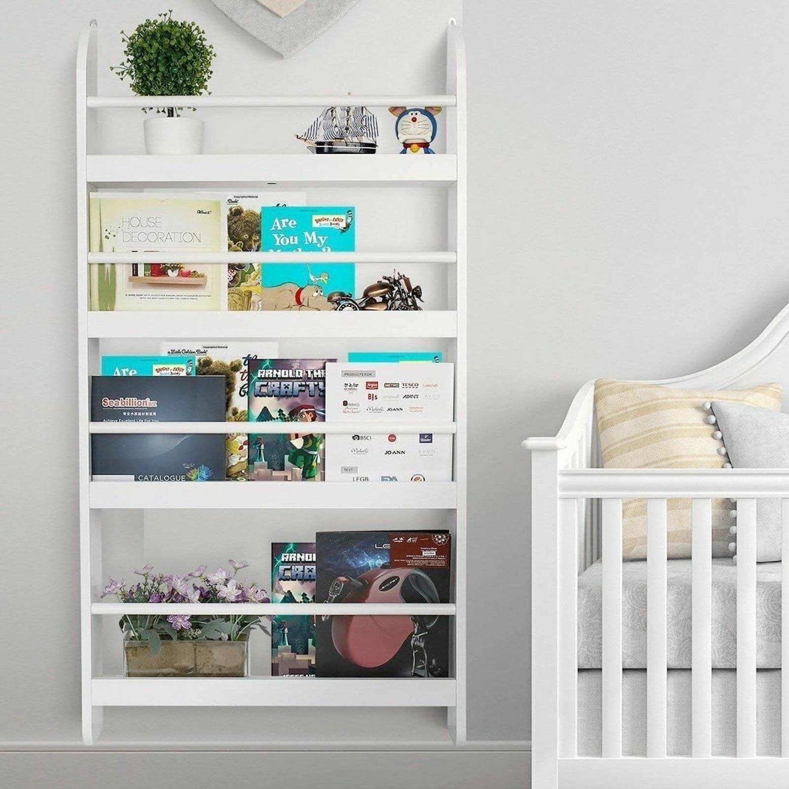Wall Mounted Bookcase Display Bookshelf Storage Unit Shelving Rack