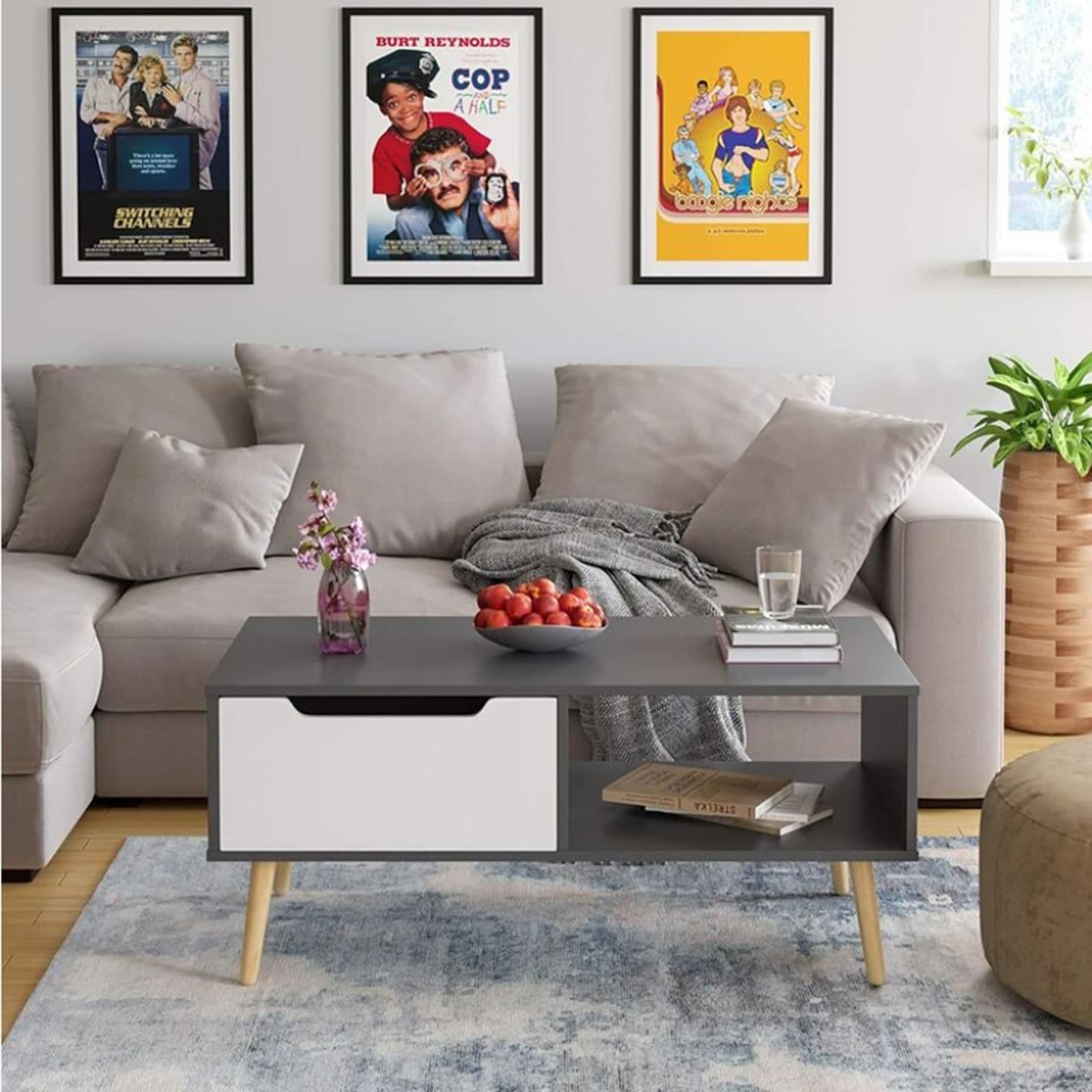 Wooden Scandinavian Coffee Table Storage