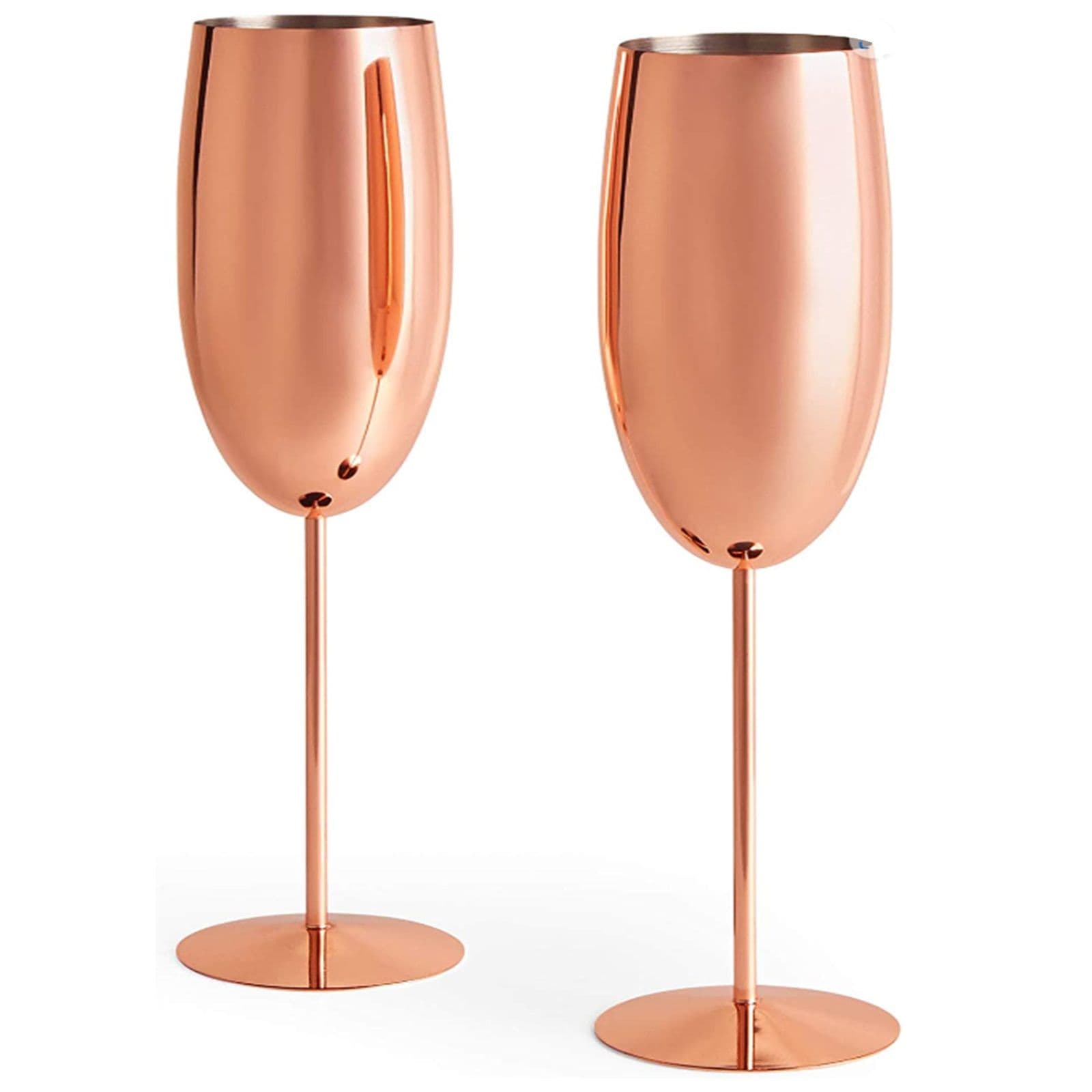 Set 2 Stainless Steel Prosecco Glasses Champagne Flutes