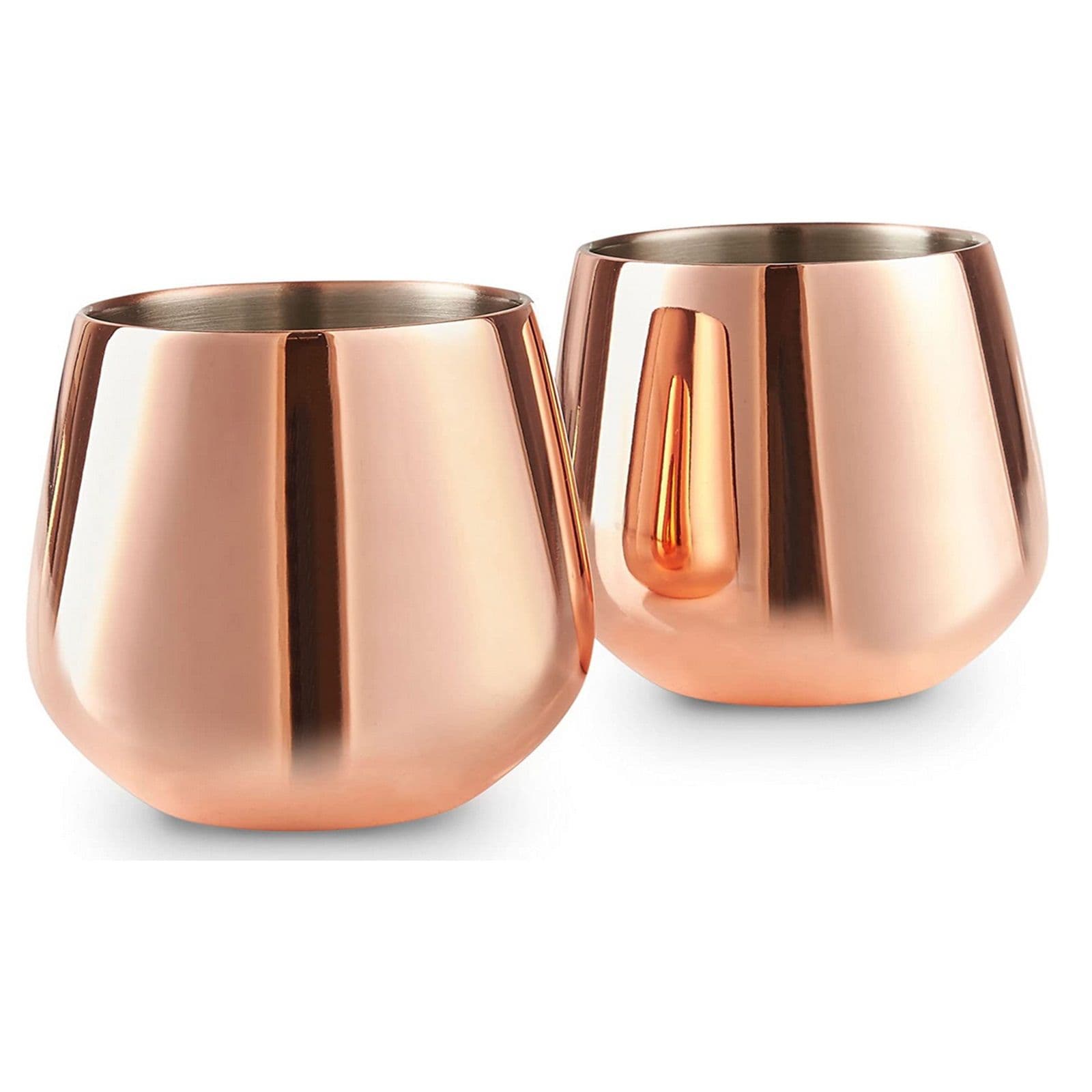 Set 2 Copper Beautify Stemless Glasses Stainless Steel Cups