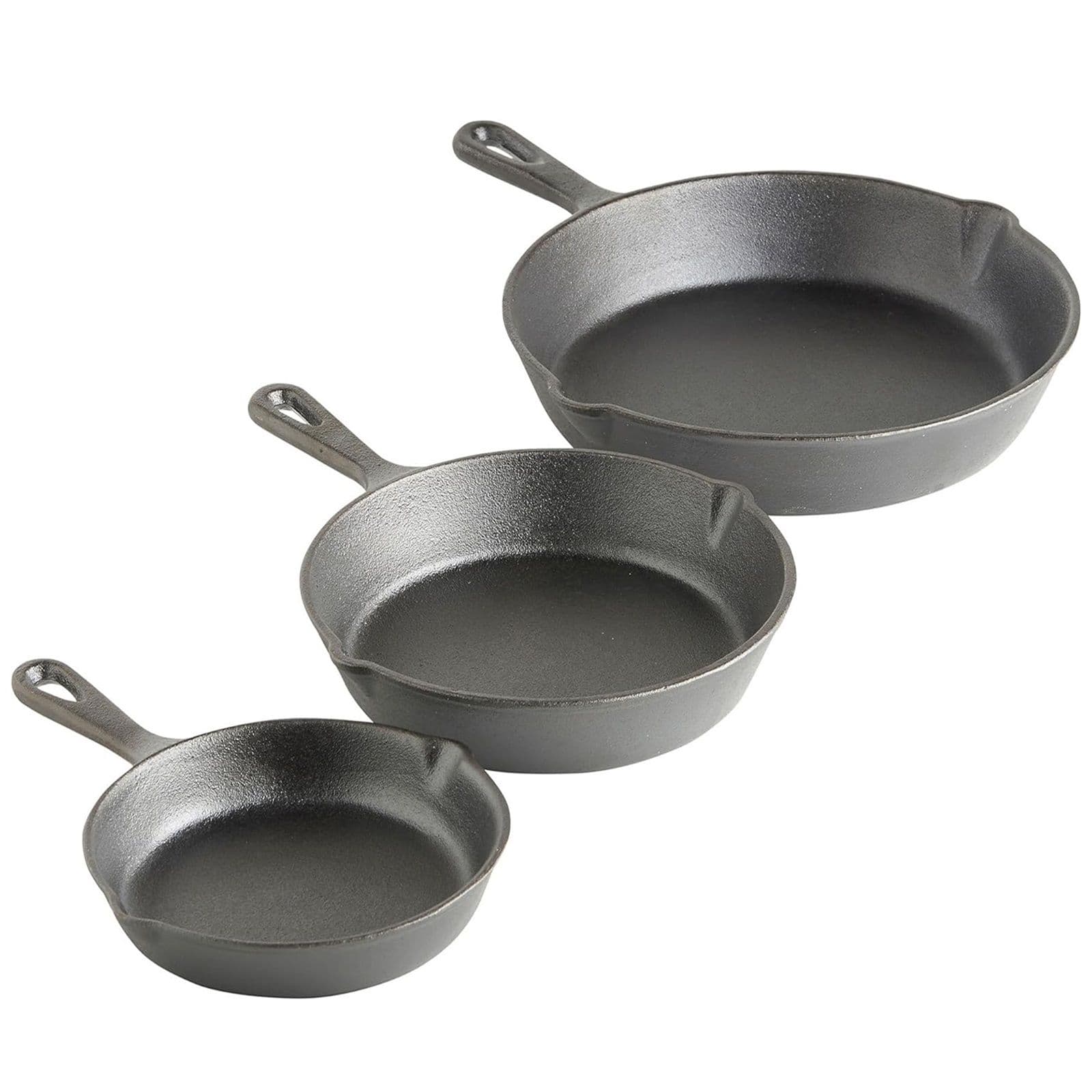 Cast Iron Non Stick 3 Piece Round Frying Skillet Pan Set