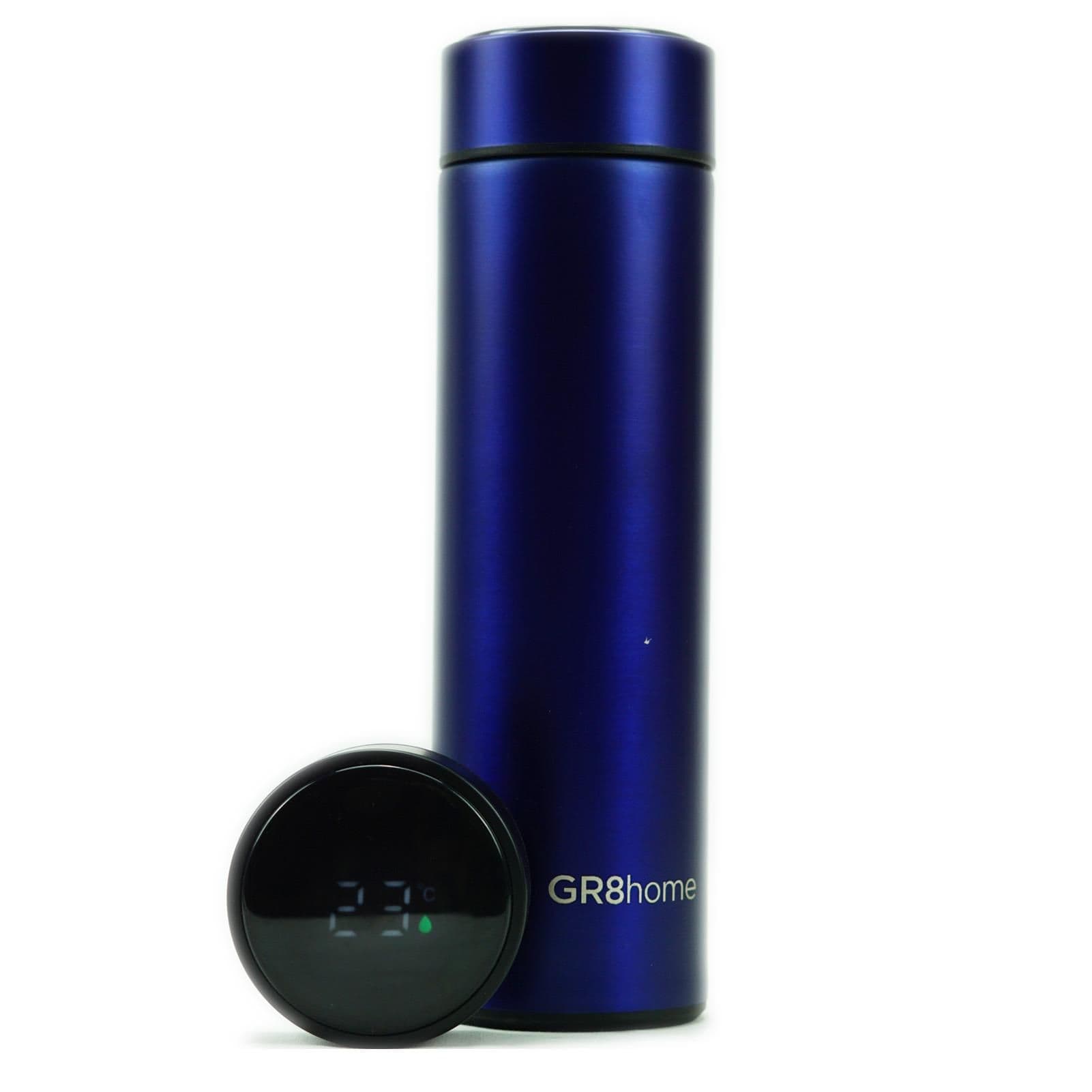 Smart Water Bottle Stainless Steel Vacuum Flask Temperature Display Dark Blue