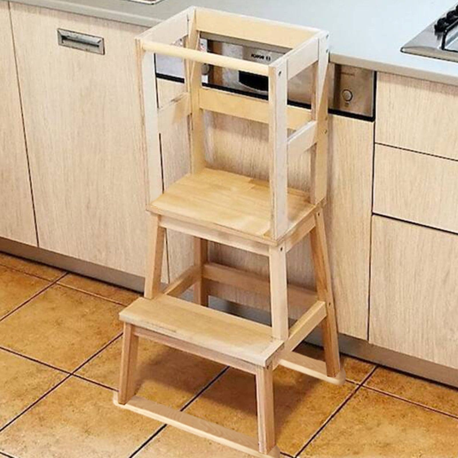 Wooden Learning Step Stool Stairs Ladder Kitchen Helper Tower