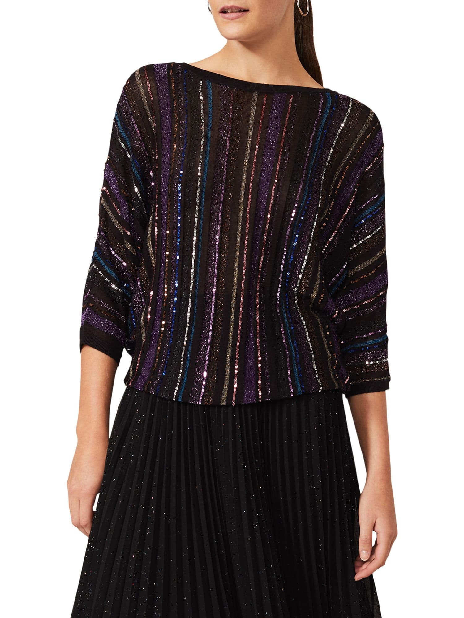 Sally Sequin Stripe Knit Top