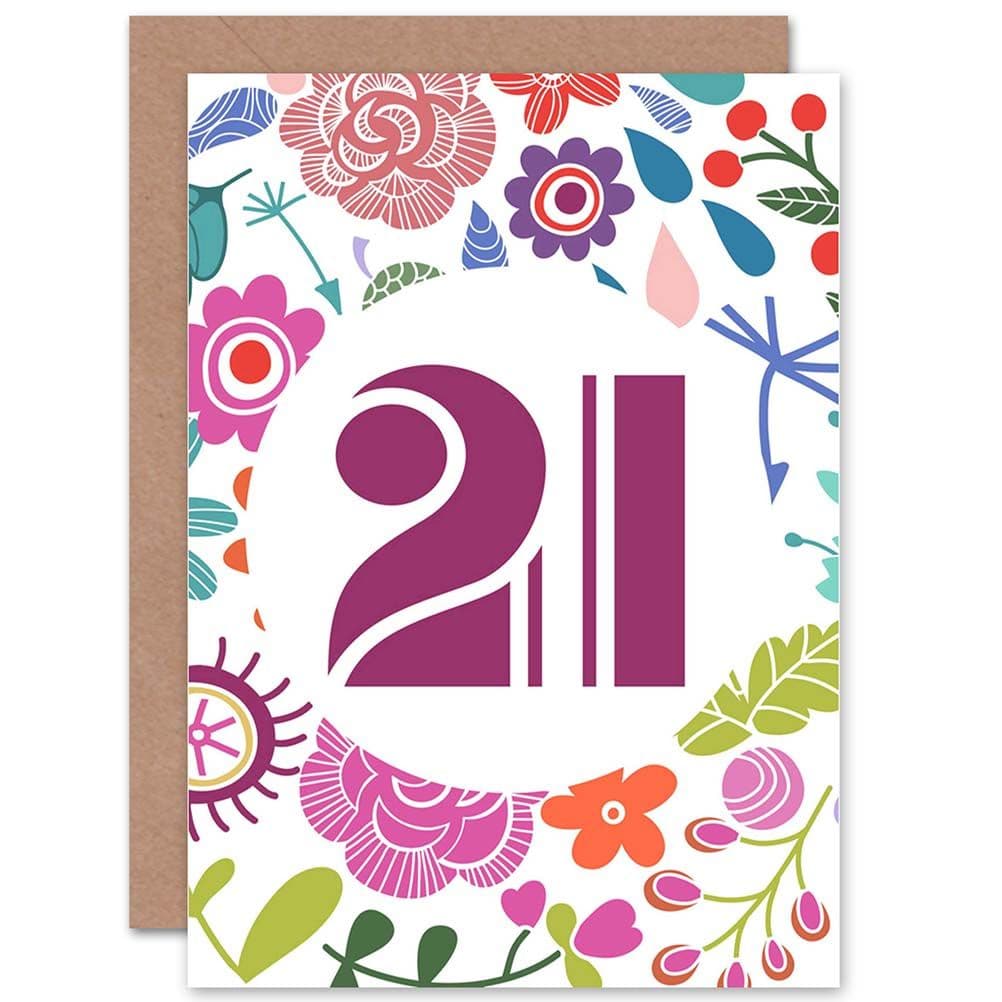 Floral 21st Birthday Greetings Card