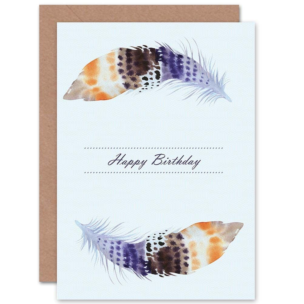 Simple Feather Happy Birthday Greetings Card