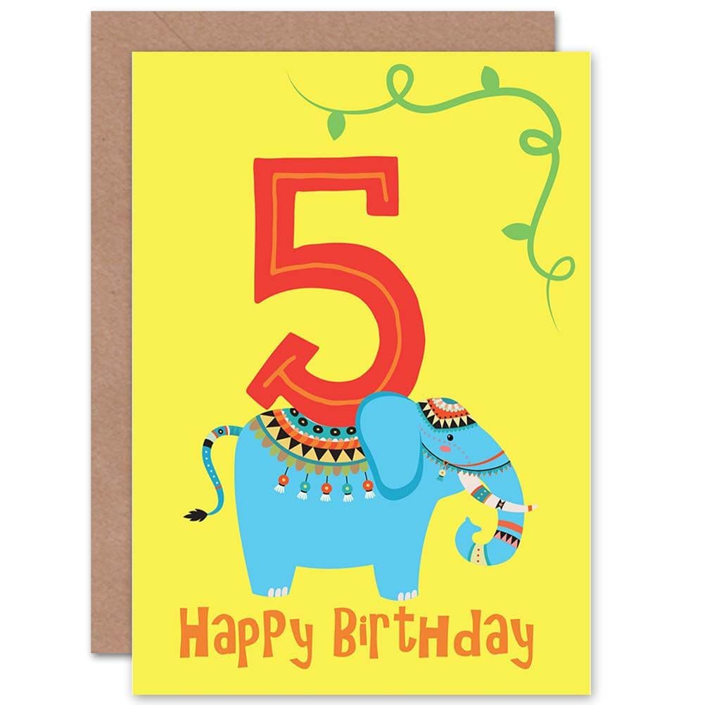 5th Birthday Elephant Greetings Card