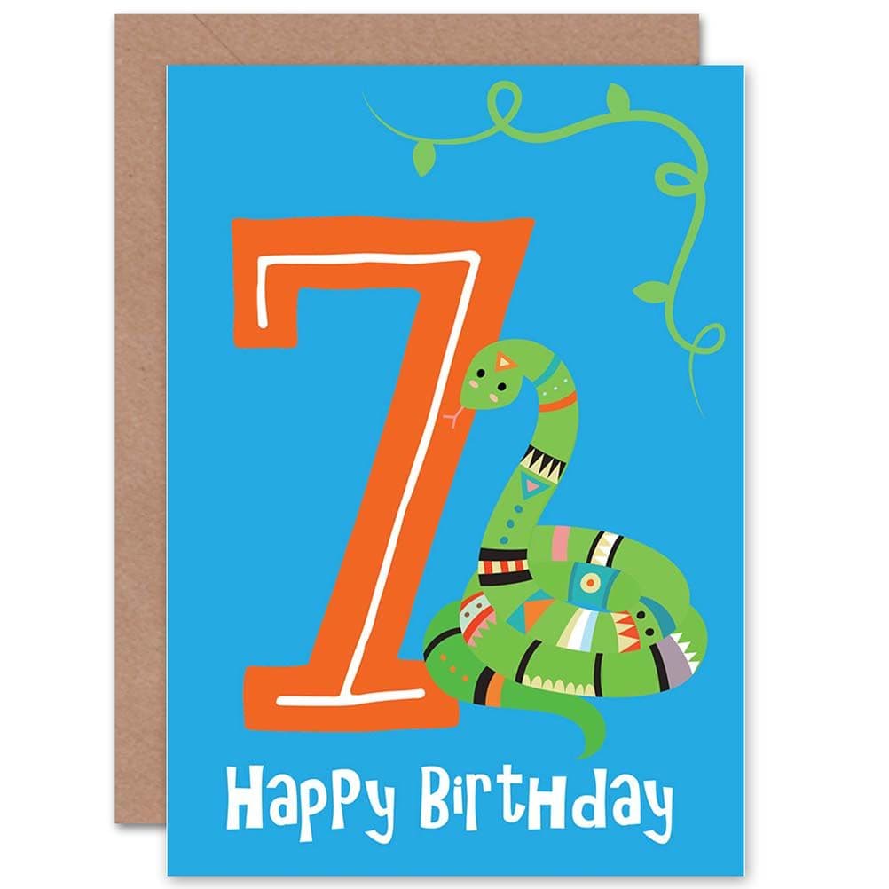 7th Birthday Snake Greetings Card
