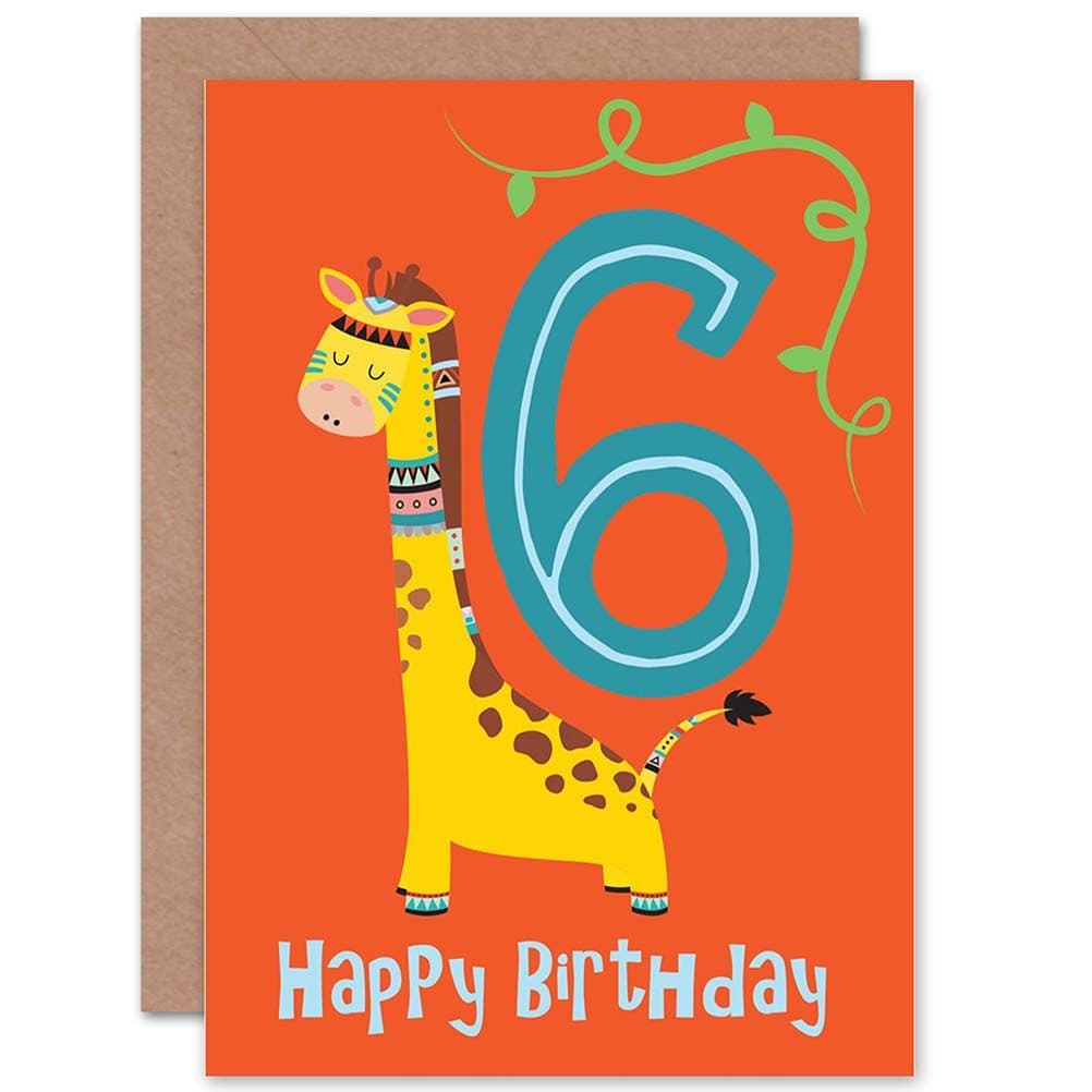 6th Birthday Giraffe Greetings Card