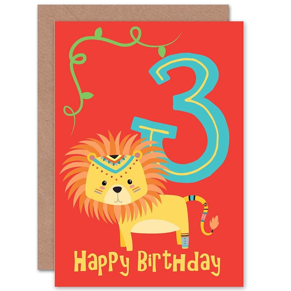 3rd Birthday Lion Greetings Card