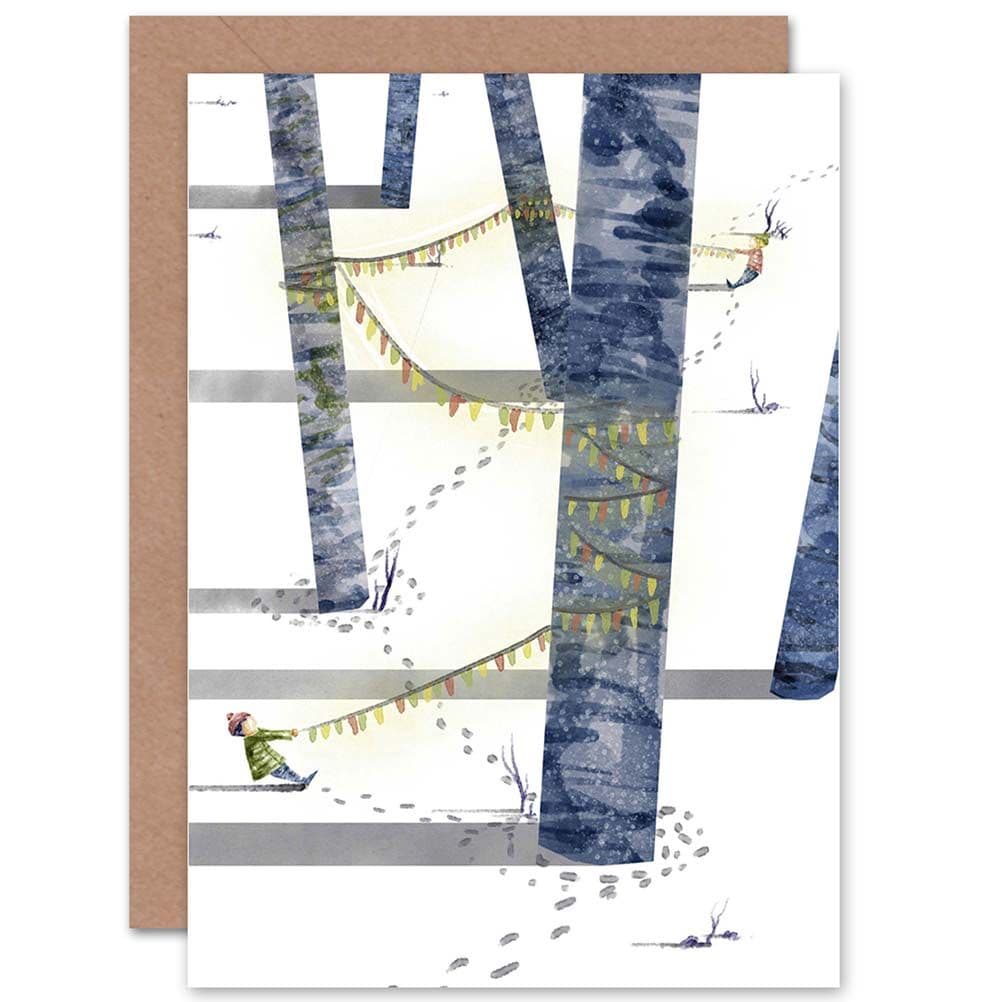 Christmas Decorations Tree Tug O War Greetings Card