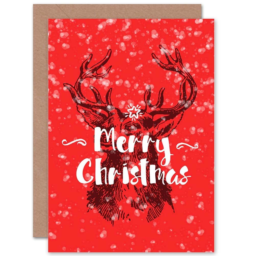 Christmas Xmas Merry Rudolf Reindeer Greetings Card