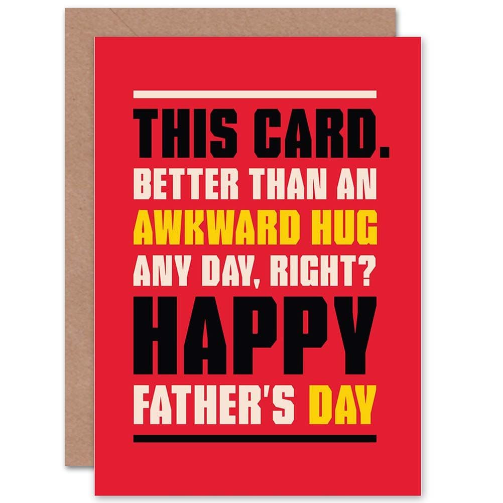 Fathers Day Awkward Hug Happy Fun Greetings Card
