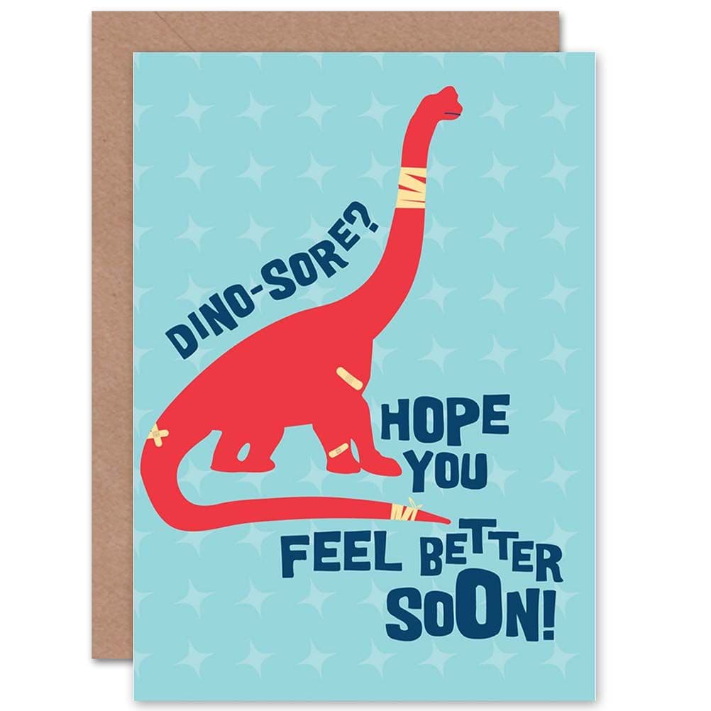 Get Well Soon Card Dinosaur Pun Cute Greetings Card