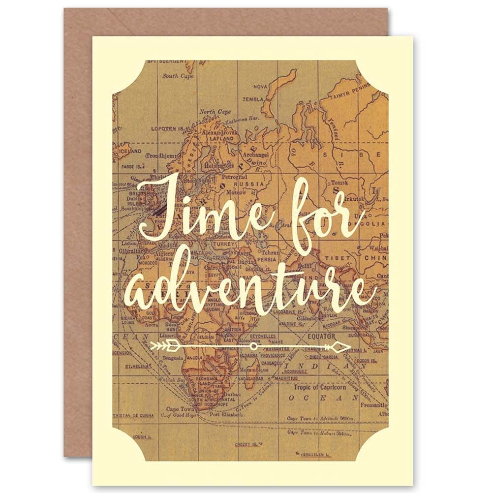 Traveller Bon Voyage Adventure Leaving Work Home Old Map Greeting Card