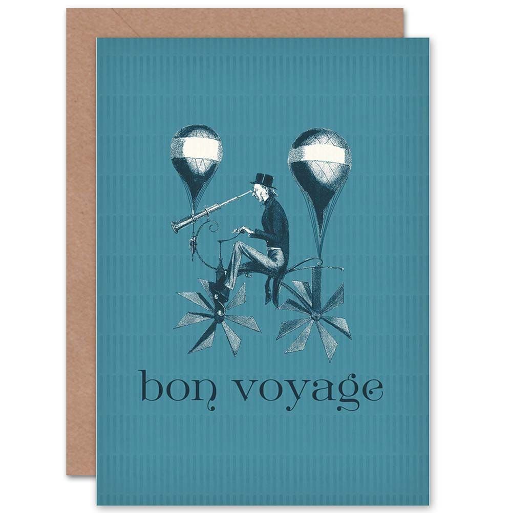 Bon Voyage Flying Machine Greetings Card