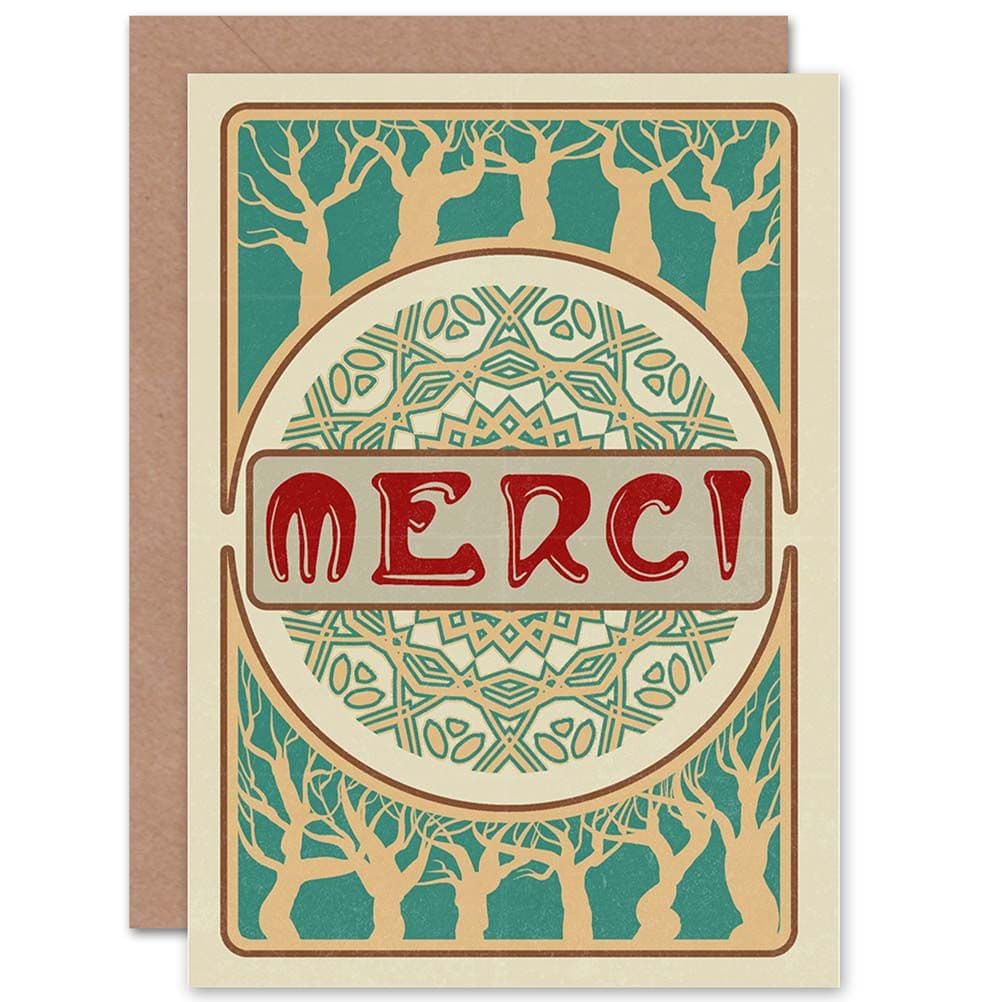 Thanks Merci Nouveau Style Greetings Card