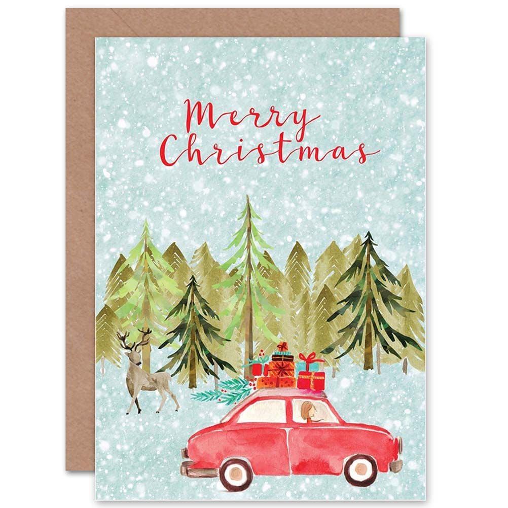 Merry Christmas Car Ride Home for Xmas Greetings Card