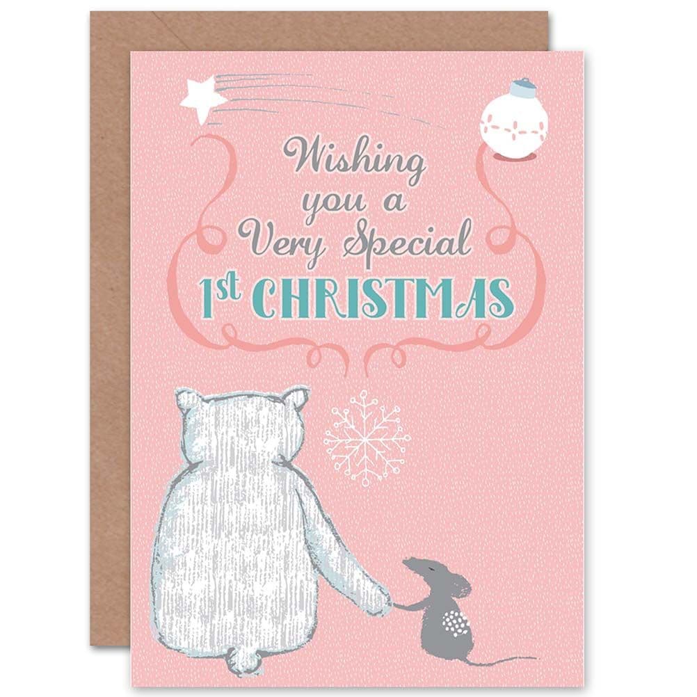 Merry Xmas Special 1st Christmas Pink Cute Greetings Card
