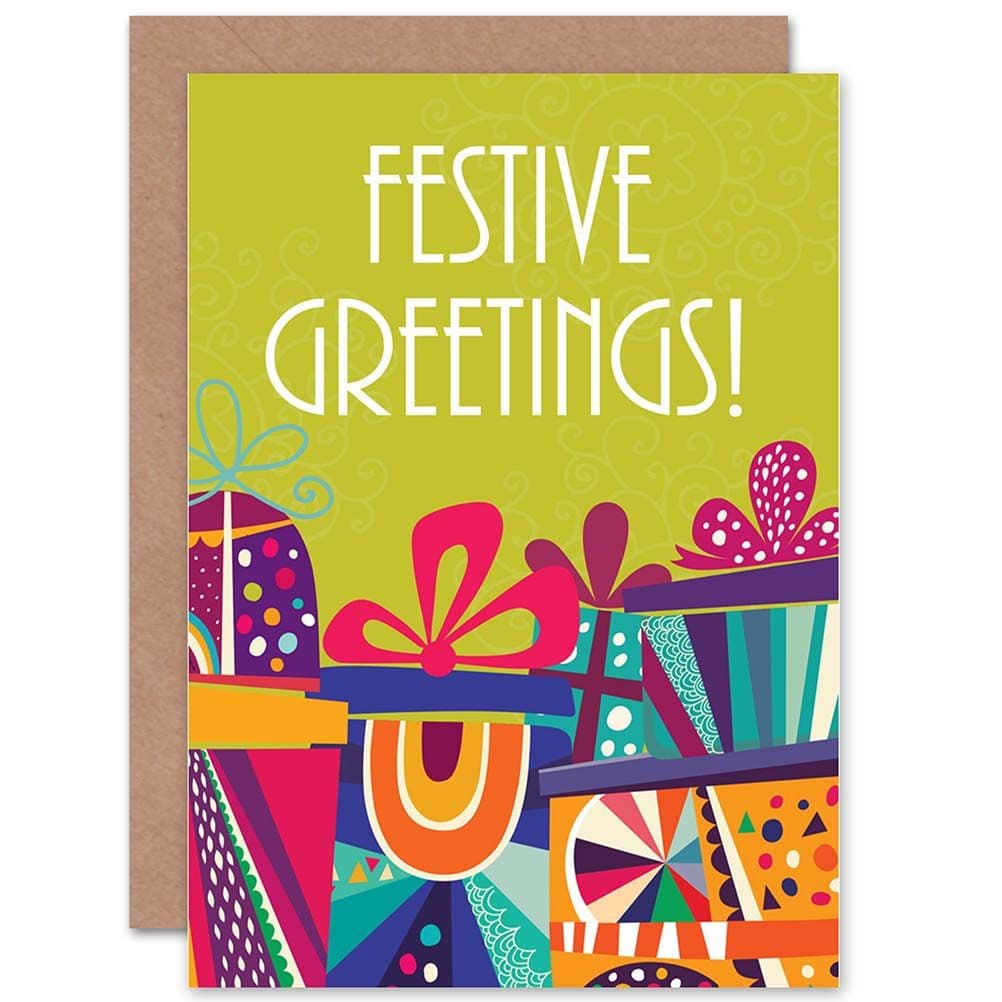 Festive Gift Presents Xmas Christmas Greetings Card