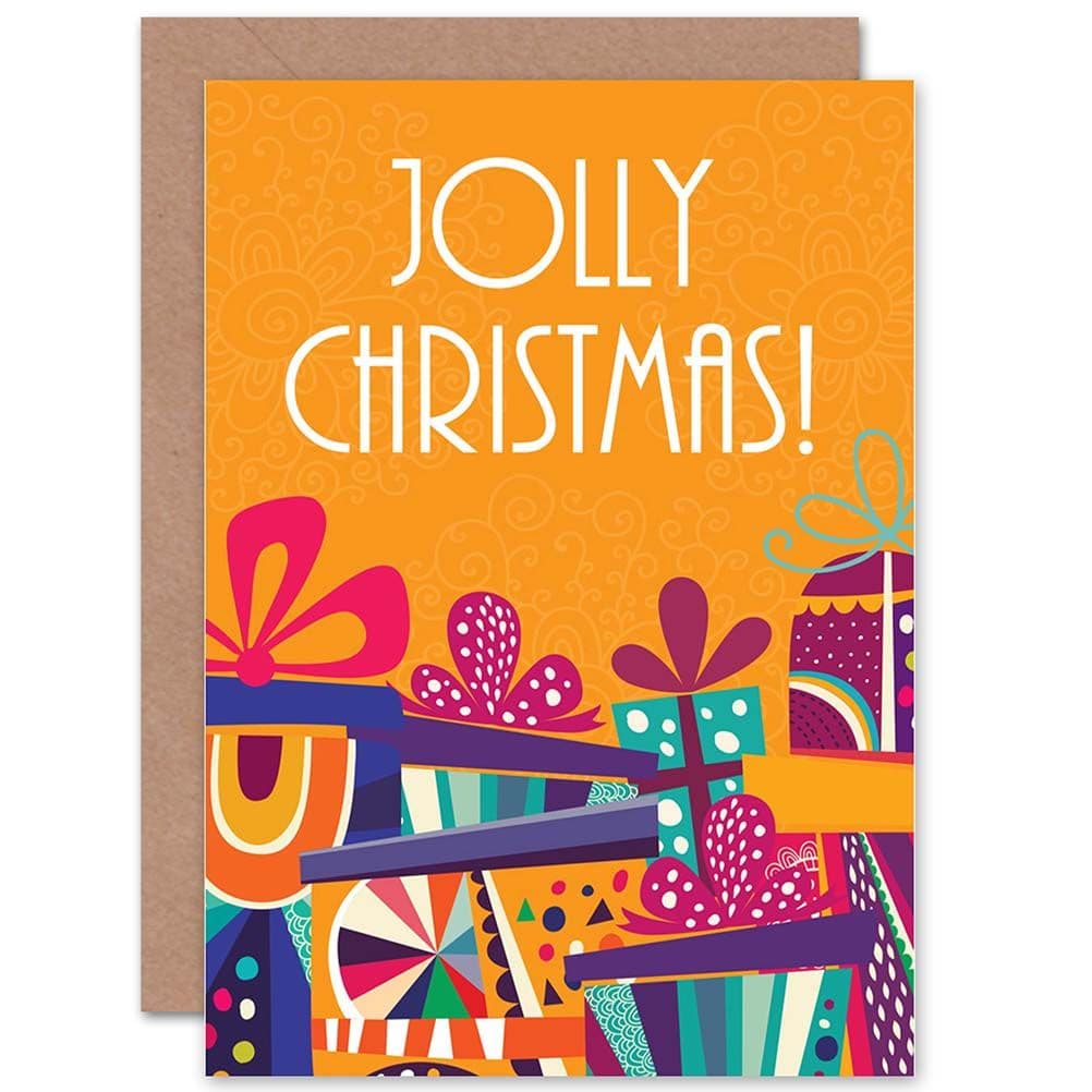 Jolly Stack Of Presents Christmas Greetings Card
