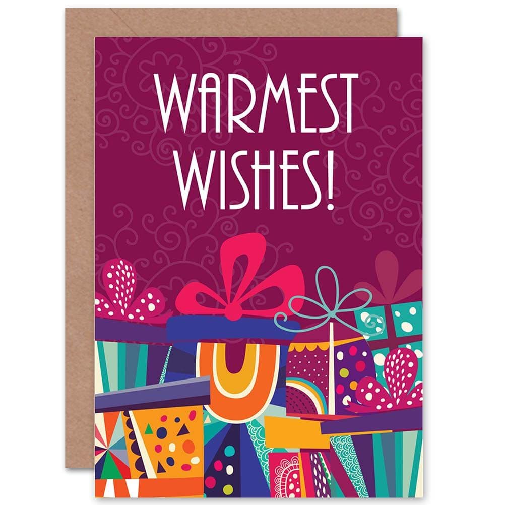 Warmest Wishes Presents Gifts Christmas Xmas Greetings Card