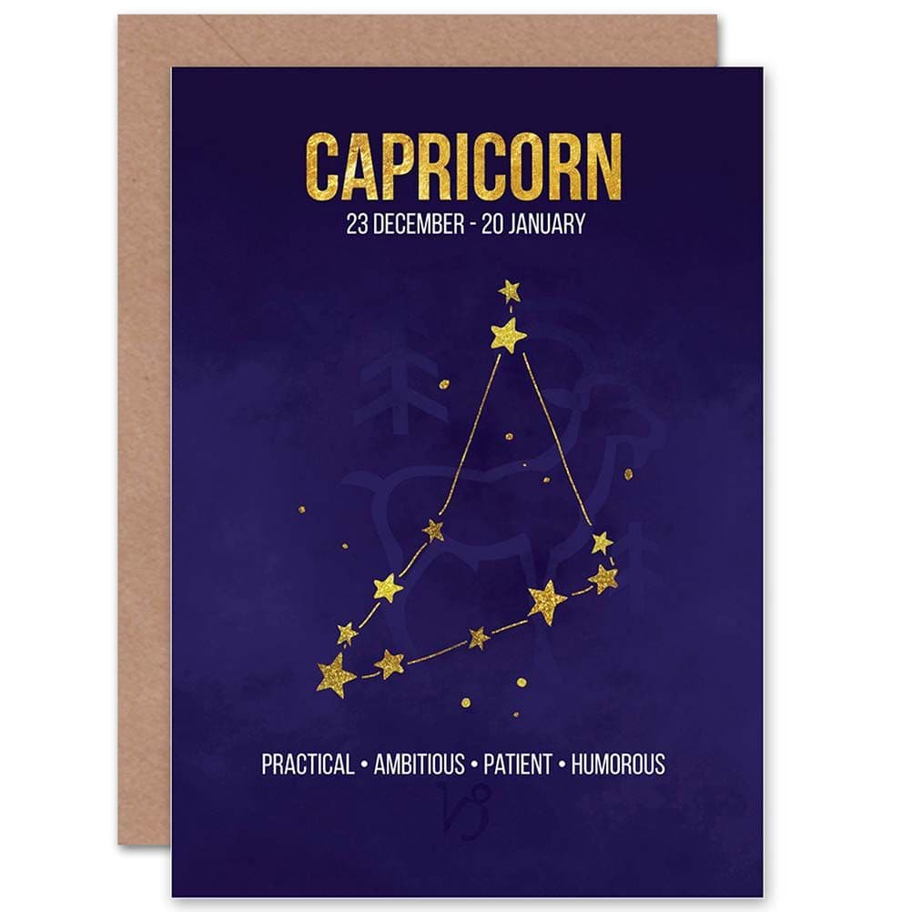 Capricorn Star Sign Birthday Card Astrology Greetings Card