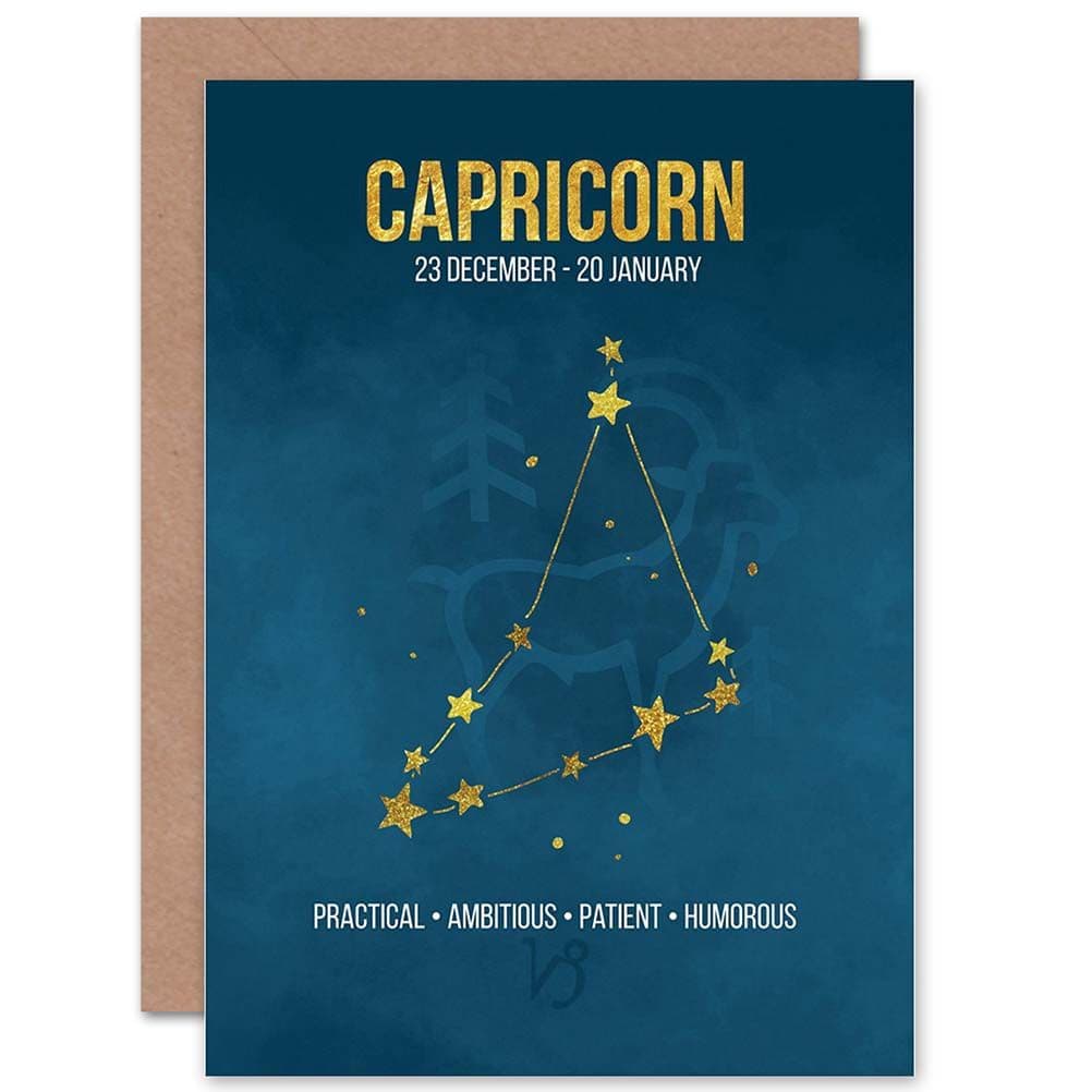 Capricorn Star Sign Birthday Card Astrology Zodiac Greetings Card