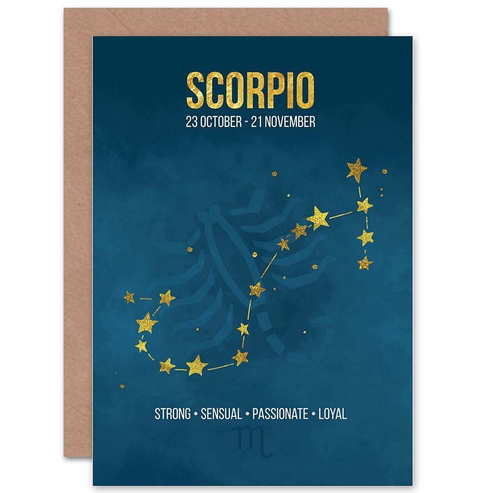 Scorpio Star Sign Birthday Card Astrology Zodiac Blue Greetings Card