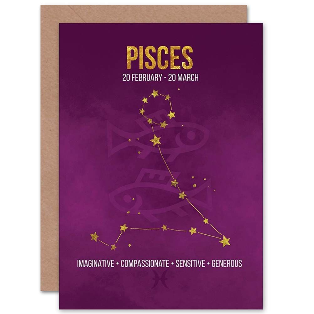 Pisces Star Sign Birthday Card Astrology Zodiac Greetings Card