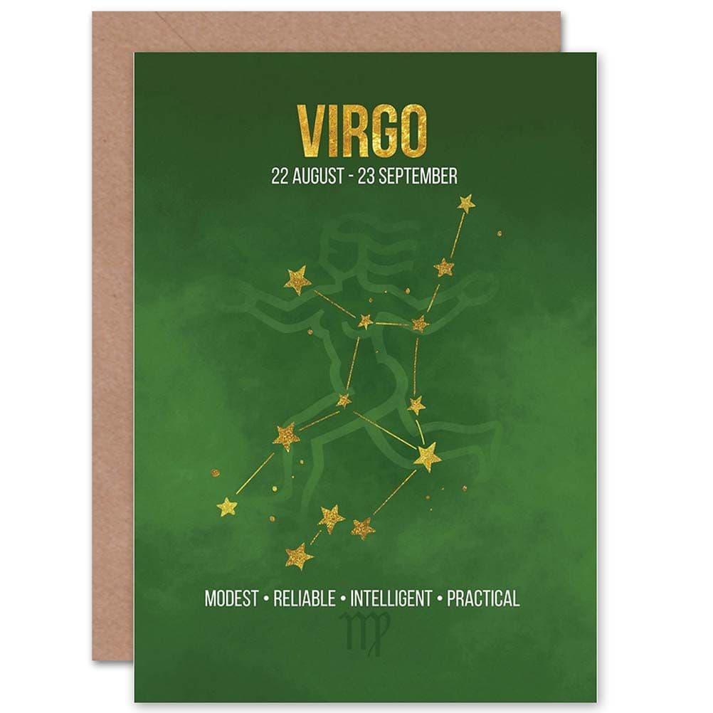 Virgo Star Sign Birthday Card Astrology Zodiac Greetings Card