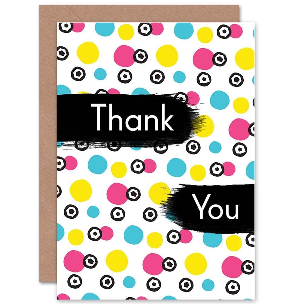 Thank You Funky Polka Dot Pattern Pink Greetings Card
