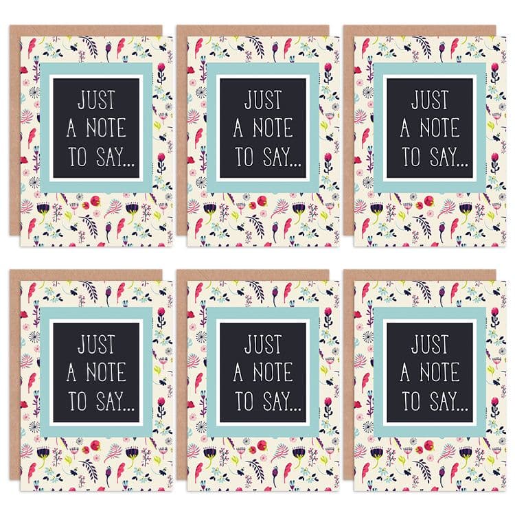 Thank You Cards Just Note Flowers Pretty Set Greeting Cards Envelopes Pack 6