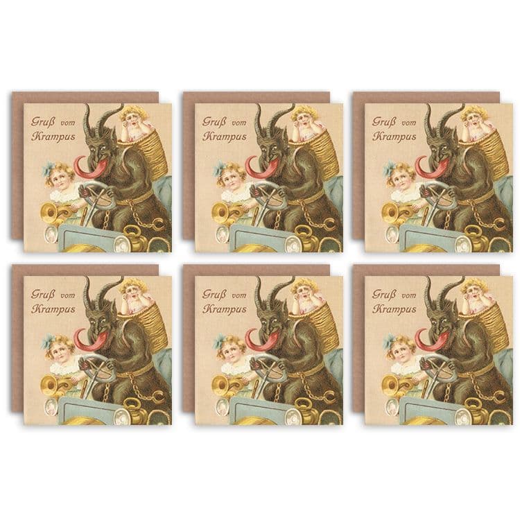 Christmas Cards Krampus Anti Santa Funny Kids Set Xmas Cards Greeting Cards With Envelopes Pack of 6