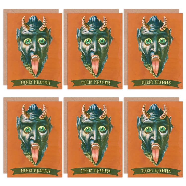 Christmas Cards Krampus Anti Santa Devil Merry Krampus Greeting Cards Envelopes Pack 6