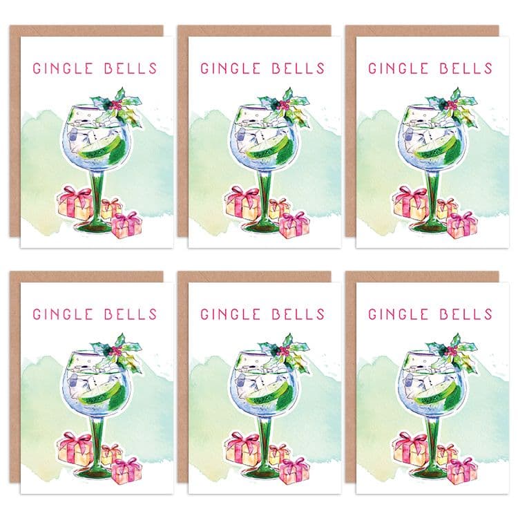 Christmas Cards Gin Tipsy Coo Funny Cards Set Greeting Cards With Envelopes Pack of 6