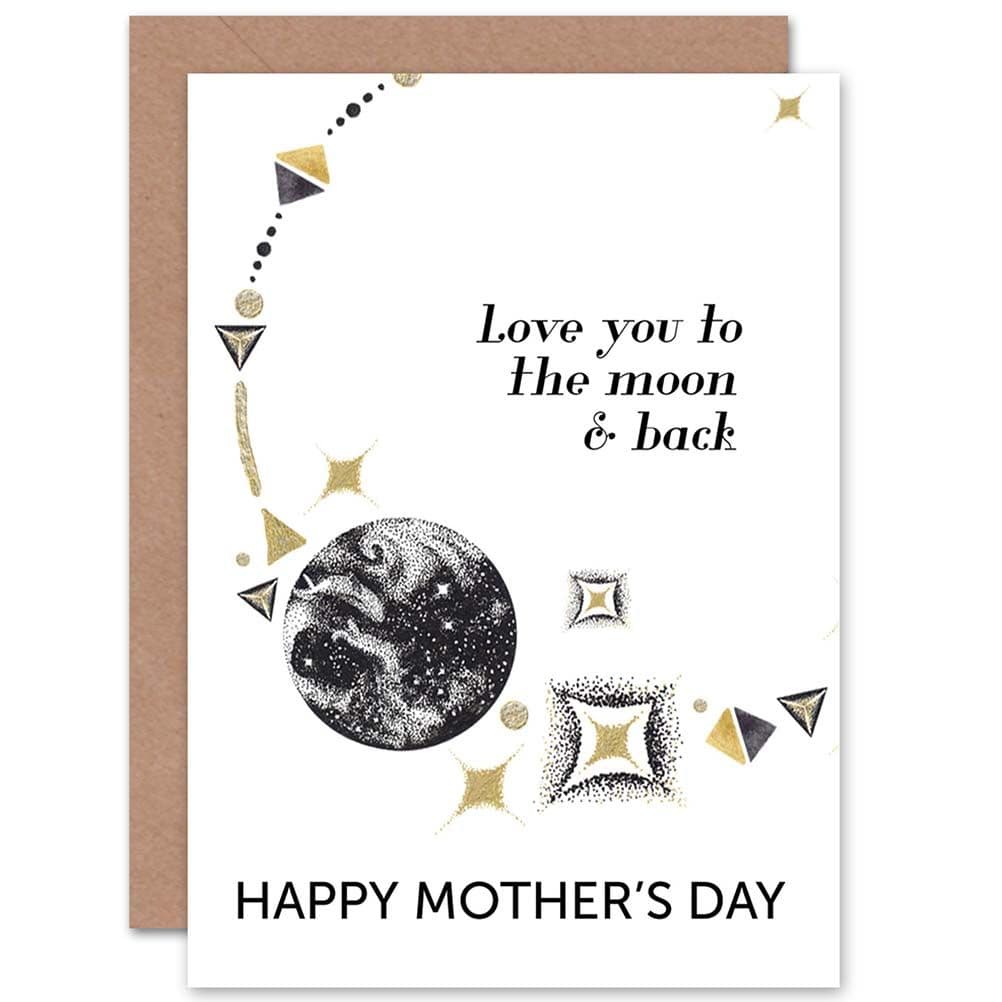 Love You To Moon Back Happy Mothers Day Greetings Card