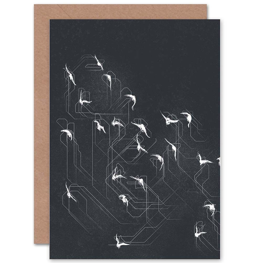 Flock Birds Silhouette Abstract Greetings Card