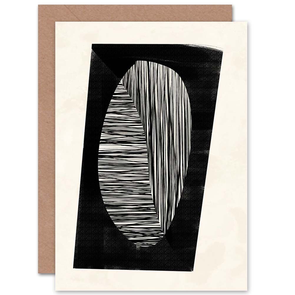 Minimalist Abstract Painting Black White Greetings Card