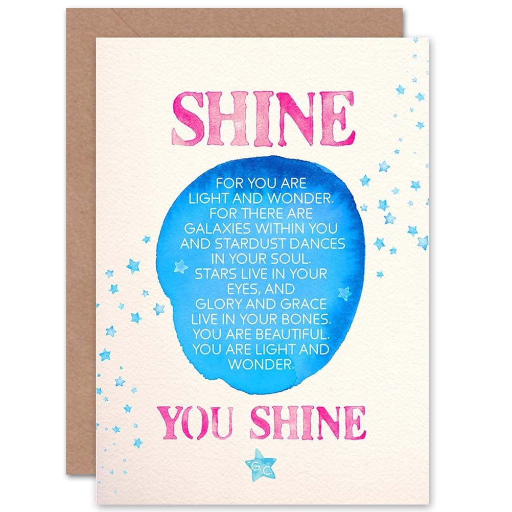 Quote Shine Kids Child Daughter Son Love Pink Stars Greetings Card