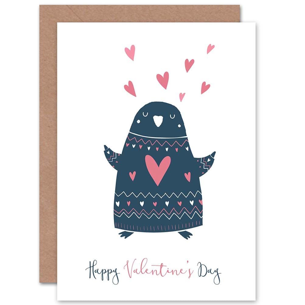 Happy Valentines Penguin Cute Sweet Romance Love Greetings Card