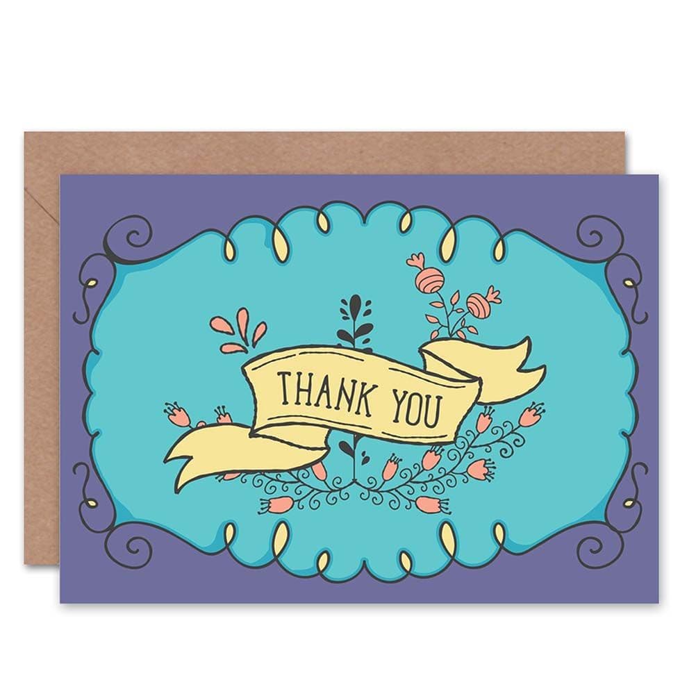 Artery8 Women's Scroll Banner Purple Blue Thank You For Her Card