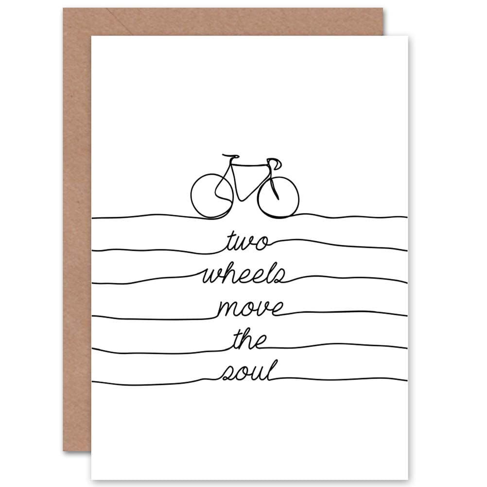 Bicycle Quote Two Wheels Move Soul Squiggle Lines Greetings Card