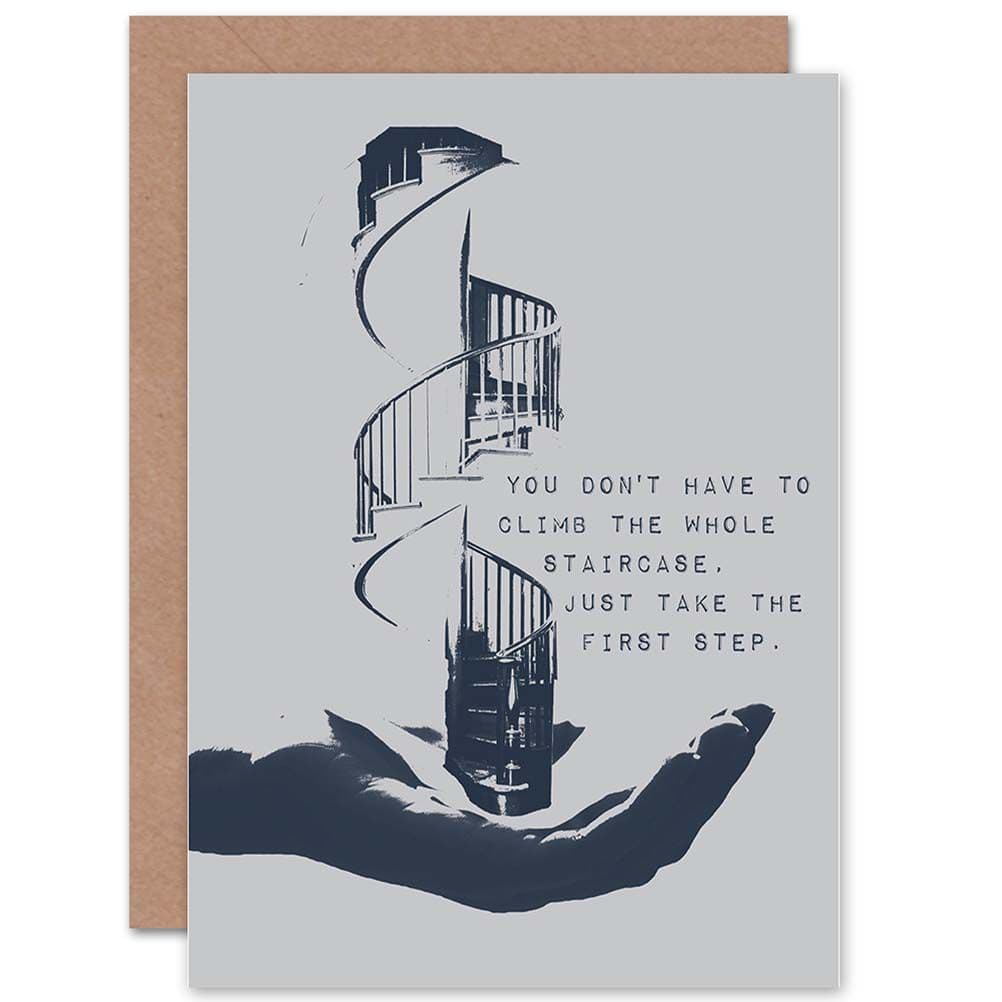 Motivational Quote Take First Step Greetings Card