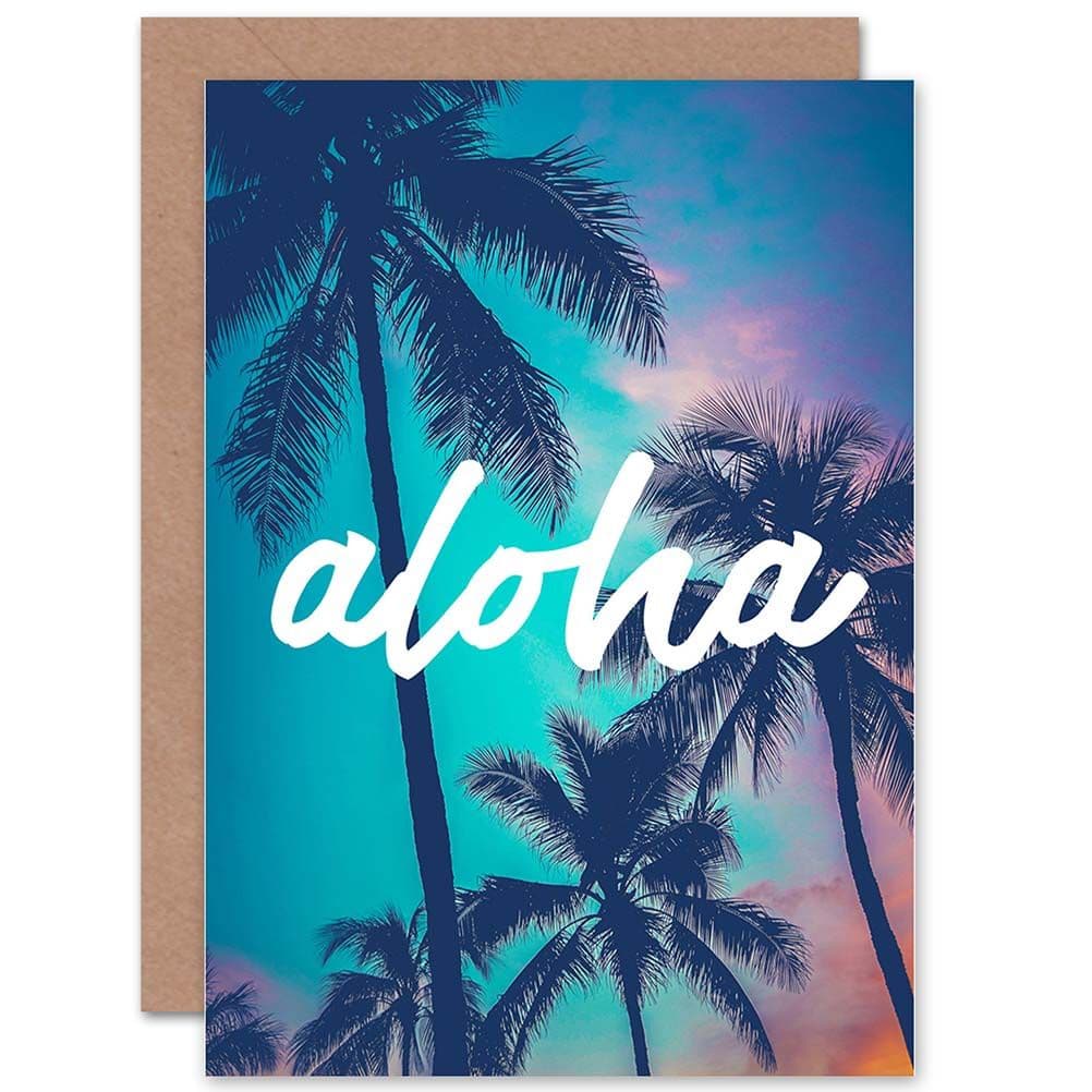 Aloha Palm Trees Greetings Card