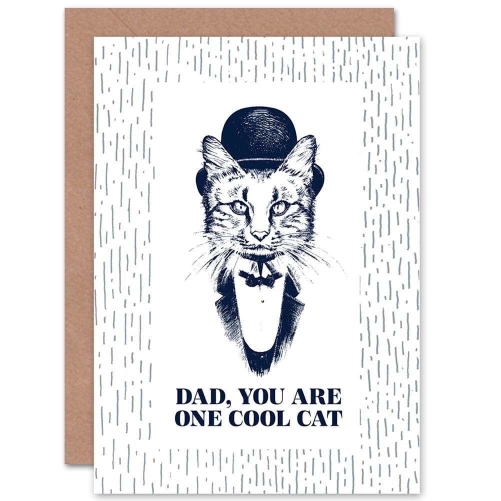 Cool Cat Dad Bowler Hat Suit Fathers Day Greetings Card
