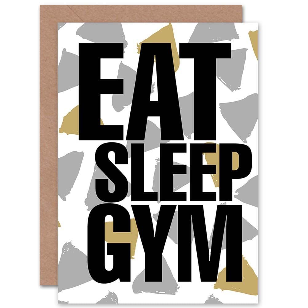 Eat Sleep Gym Motivation Word Art Greetings Card